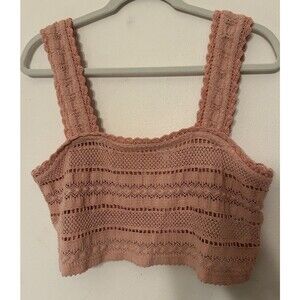 Aerie Crochet Crop Top Straps Pink Size Medium